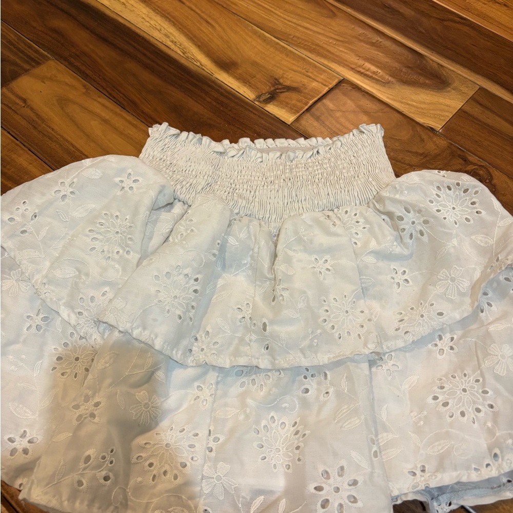 Altar'd State Light Blue Eyelet A-Line Skirt